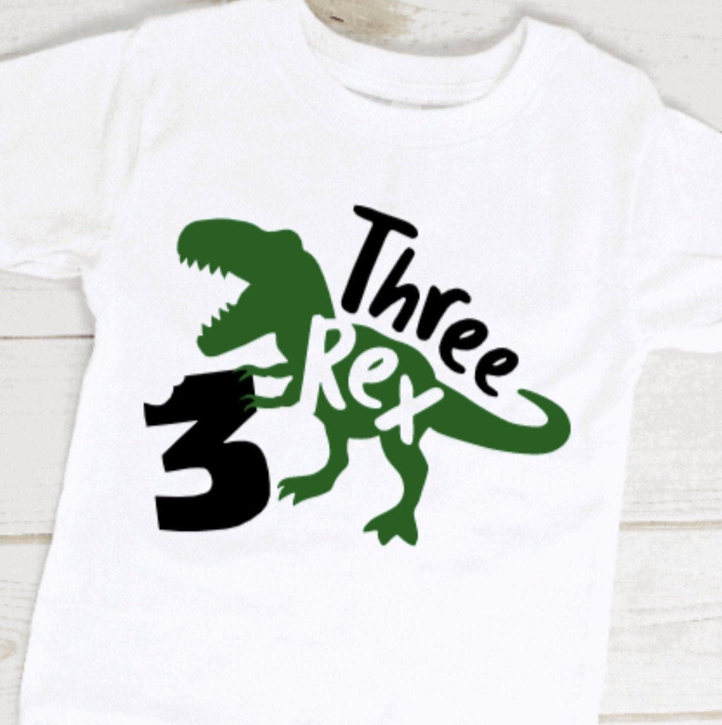 Three Rex Dinosaur Birthday Shirt