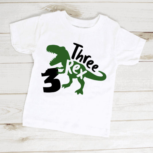Three Rex Dinosaur Birthday Shirt