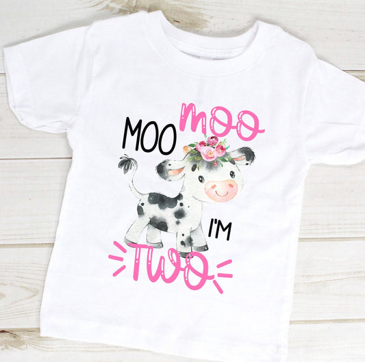 Moo Moo I'm Two Birthday Shirt